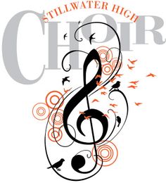 an illustration of a treble clef with the words stillwater high choir on it