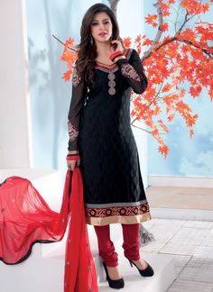 http://www.sareebuzz.in/partywear-salwar-kameez/phenomenal-black-embroidery-brasso-churidar-suit-4632  Phenomenal Black Embroidery Brasso Churidar Suit  Occasion :	Festival Reception  Color :	Black  Fabric :	Brasso  Work :	Embroidered Zari Item Code: :	4632 Best Designer Sarees, Wedding Salwar Suits, Lehenga Style Saree, Buy Designer Sarees Online, Tight Dress Outfit, Churidar Designs, Salwar Kamiz