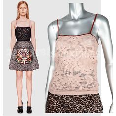 Designer: Gucci, Alessandro Michele Condition: Authentic And Brand New Style Name / Number: 411344 X5807 6227 Material: Extra Fine Viscose Unique Features: Lace Tank Top With Contrasting Straps Color: Dusty Rose, Please Note That Color Appearance May Vary Depending On Your Monitor Settings Retail: $960 Plus Tax Measurements: Please Ask For Measurements Please Choose From Available Sizes: Marked As Size S / Small, Marked As Size M / Medium Or Marked As Size L / Large Malvina's Luxe (Malvina's Lux Summer Fitted Gucci Tops, Gucci Fitted Tops For Spring, Fitted Gucci Tops For Spring, Spring Chic Gucci Top, Chic Gucci Tops For Spring, Designer Sleeveless Tops For Evening, Designer Sleeveless Party Tops, Elegant Sleeveless Gucci Top, Gucci Sleeveless Fitted Top