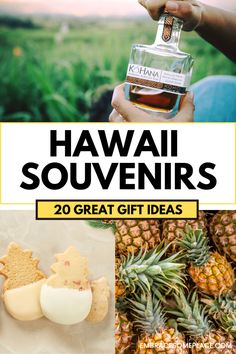 hawaii souvenirs with pineapples, cookies and other items in the background