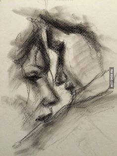 a pencil drawing of a woman's face