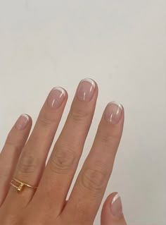 Nail Inspo Super Short, Bridal Jelly Nails, Minimalist Jelly Nails, Short Jelly Nail, Short White Chrome French Tip Nails, Short Nails Korean Style, Korean Jelly Nails Short, Extra Short Nails Ideas, Mail Inspo Short