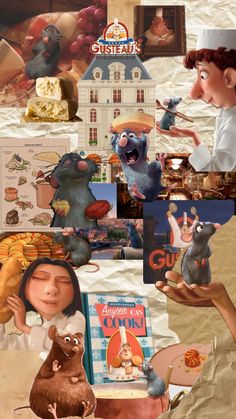 an image of various cartoon characters in the same collage, including cats and mice