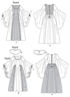 the front, back and side views of a dress