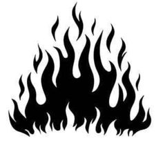 a black and white fire symbol on a white background