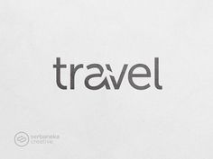 the word travel is written in black and white