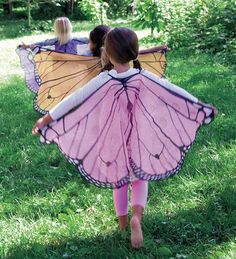 Butterfly Wings Diy, Wings Diy, Butterfly Costume, Fabric Curtain, Fabric Butterfly, Butterfly Party, Permanent Marker, Sheer Fabric, Sewing For Kids