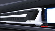 a futuristic train traveling through a tunnel