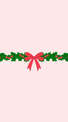 a red ribbon with holly leaves on it and a bow around the edge is shown