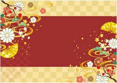 a red and yellow background with flowers on it