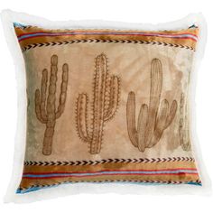 a decorative pillow with three cacti on the front and one cactus on the back