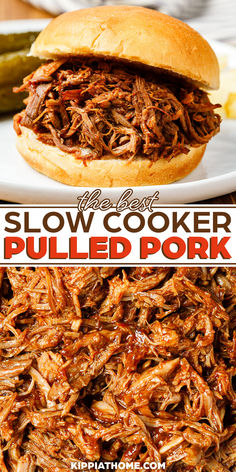 pulled pork sandwich Crockpot Recipes Pulled Pork, Pulled Pork Slow Cooker, Easy Pulled Pork Crock Pot, Fresh Ingredient Recipes, Flexitarian Recipes