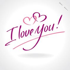 the word i love you is written in pink ink on a white background with hearts