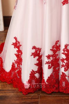 red lace appliqued dress Cute Prom Dress, Prom Birthday, Gown Red, Dress Train, Engagement Dress, Cute Prom Dresses, Engagement Dresses, Satin Prom Dress, Applique Dress