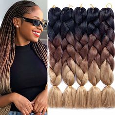 Category:Extension; Gender:Women's; Quantity:5 Pack; Occasion:Birthday,Vacation,Party / Evening,Daily Wear,Party Evening; Age Group:Adults; Hair Extension Type:Pre Looped; Hair Material:Synthetic Hair; Texture:Jumbo; Length:24 inch; Net Weight:0.5; Heat Resistant:Yes; Listing Date:11/17/2021; Can Be Permed:No; Unit Weight:100 Braids 27/30, Large Ombre Box Braids, Box Braids Color 4/27/30, Ombre Jumbo Box Braids, Wavy Hair With Braid, Ocean Wave Crochet Hair, Box Braids Wigs & Hair Extensions, Jumbo Braiding Hair, Twist Box Braids