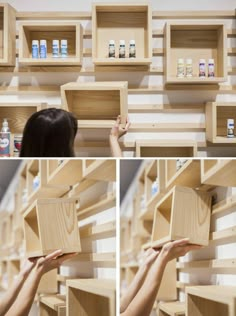 the shelves are made out of plywood and wood