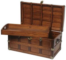 an open wooden chest with two drawers