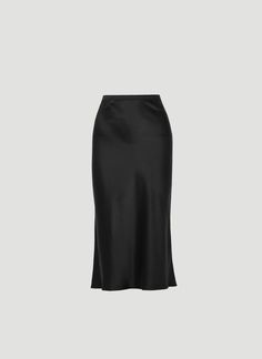 Satin Bias Cut Skirt in Black Black Silk Skirt, Bias Cut Skirt, Black Olive, Satin Skirt, Silk Skirt, Black Silk, Anti Wrinkle, Fashion Board, Invisible Zipper