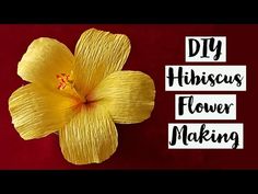 a yellow flower with the words diy hibiscuss flower making on it