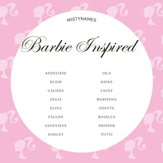 barbie inspired baby shower game with pink flamingos on the back and white circle in front