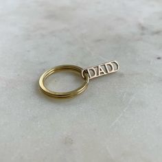 Solid brass keychain ring for DAD pendant. Measures 9.84" x 0.39". Brass Keychain, Keychain Ring, Wax Casting, Father Figure, Birthstone Bracelets, Bar Bracelets, Mom Necklace, Birthstone Earring, Hand Crafted Gifts