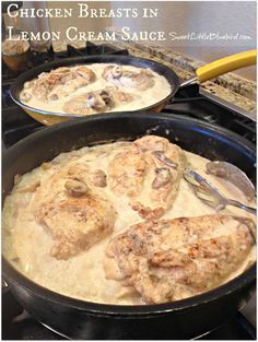 Sweet Little Bluebird: Chicken Breasts in Lemon Cream Sauce Chicken With Cream Sauce, Light Cream Sauce, Bird Recipes, Lemon Cream Sauce, Lemon Cream Sauces, Recipe Chicken