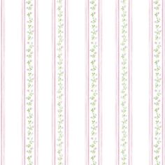 a white and pink striped wallpaper with flowers