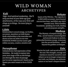 the wild woman archetys are written in black and white, with text below