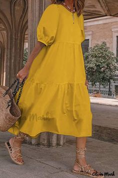 Color: Yellow, Size: XL Skirt Top Western Outfit, Yellow Dresses Casual, Western Outfit Casual, Long Tube Skirt, Cute Yellow Dresses, Bohemian Beach Dress, Vogue Vintage, Elegante Y Chic, Yellow Dresses