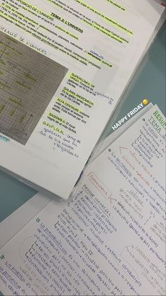 two sheets of paper that are on top of each other with some writing on them