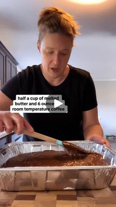 18K views · 898 reactions | #mrsbrownskitchen #loadedbrownies | By Mrs. Brown’s Kitchen | Making a mess. And heads up,
this is not going to be diabetic friendly or dieting
friendly. In fact, my entire page is not really dieting
friendly. However, it is a tin foil to go pan friendly. First
thing going in this tinfoil to go pan is a premade pack of
sugar cookie dough mix. This was mixed with one egg and a
half cup of melted butter. Press firmly into the bottom.
Next up is a double brownie batch. Contents of this mixed
with the brownie portion of the contents of this box. I mixed
those brownie mixes with two eggs half a cup of melted and
six ounces of rum temperature coffee. On top we have this
package of cookie mix with marshmallows and I mix this
with a couple tablespoons of milk and a quar Mrs Brown, Dessert Breads, Brown Recipe, One Egg, Brown Kitchens, Sugar Cookie Dough, Tin Foil, Cookie Mix