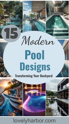 15 Modern Pool Designs Transforming Your Backyard Modern Pools Design, Modern Pool Tile Ideas, Modern Pool Designs, Modern Pool Design, Freeform Pool Designs, Pool Design Modern, Grotto Pool