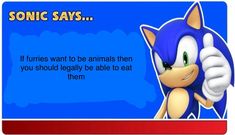 a sonic card with the caption that says, if turtles want to be animals then you should legally be able to eat them