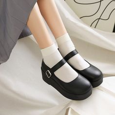 Gender: For Women Style: Fashion,KoreanOccasion: Casual,Party/Club,Office/Career,DressHeel Height: 5.5cmPlatform Height: 2.5cmSeason: Spring,Summer,Fall/Autumn,WinterPackage Contents: 1 x Shoes (Pair)Size Guide:28 = foot length 18.5-19cm (Foot width=6.5-7cm)29 = foot length 19-19.5cm (Foot width=7cm)30 = foot length 19.5-20cm (Foot width=7-7.5cm)31 = foot length 20-20.5cm (Foot width=7.5cm)32 = foot length 20.5-21cm (Foot width=7.5-8cm)33 = foot length 21-21.5cm (Foot width=8cm)34 = foot length Academic Shoes, School Shoes Black Heels, Black School Shoes, Shoes For School, Ty Lee, Cute Shoes Heels, Platform Wedge Heels, Mode Chic, Girly Shoes