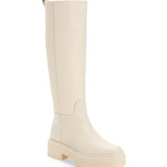 Sam Edelman Larina Waterproof Boot Ivory $250 Product Details Style #Ec0224708 Our Larina Wellingtons Have A Sophisticated Silhouette, While Being Both Practical And Snug. Their Waterproof Material Makes For The Most Protective Walk On Rainy Days, So Grab A Statement Umbrella To Complete The Look. Larina Tall Boot Closure: Pull On Toe: Round Toe Heel Height: 1.5 Inches Material: Leather Insole: Synthetic Boot Shaft: 16 Inches Calf Circumference: 11 Inches Waterproof Size 11 New In Box Winter Shoe Trends, Trending Winter Boots, Animal Print Boots, Tall Heeled Boots, Knee High Platform Boots, Cream Boots, Chunky Chelsea Boots, Platform Boots Women, Platform Chelsea Boots