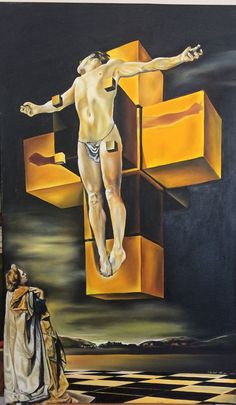 a painting of a man on the cross