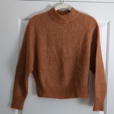 Catherine Hammel Mohair Blend Girlfriend Sweater. Raglan Sleeve. Mock Neck. Designed In Oslo. Beauty In Simplicity. Delicious Apricot Color (The Website Calls It Terracotta). Length Measures Approximately 21.5 In. Size S. Orange Mohair Sweater, Mock Neck, Raglan Sleeve, Sweaters For Women, Orange, Women Shopping, Beauty, Color, Design