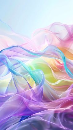 an abstract background with wavy lines in pastel colors and blue, yellow, pink, green, orange