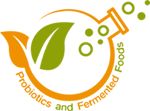 the logo for probiotics and ferments, with an orange leaf on it