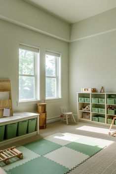 35 Sage Green Nursery Inspirations for Your Baby Green Playroom, Nursery Set Up, Sage Green Rug