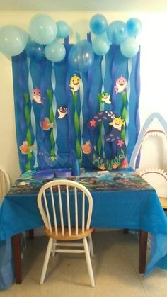 an under the sea themed birthday party with balloons