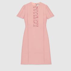 Dresses Light Pink, Woolen Dress, Gucci Dresses, Rouched Dress, Woolen Dresses, Pink Silk Dress, Gucci Dress, Gucci Women, Gathered Dress