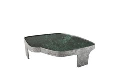 a green and silver coffee table on a white background with no one in it's place