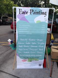 Signage hack by Nefaerieous Faces Face Paint Price Board, Face Painting Price List, Face Painting Booth Signs, Face Painting Business Names, Face Painting Prices