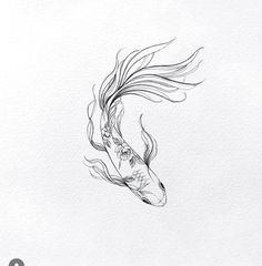 a black and white drawing of a koi fish