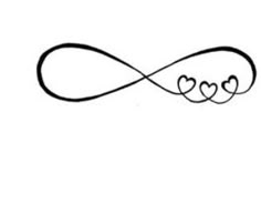 an infinite love symbol with three hearts