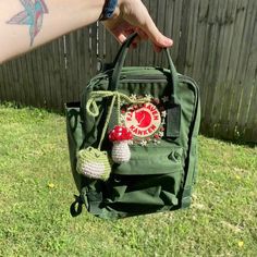 Crochet frog and mushroom hanging shipping $4.05 -... - Depop Fjallraven Kanken Aesthetic, Mushroom Backpack, Frog And Mushroom, Aesthetic Backpack