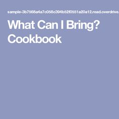 what can i bring cookbook?