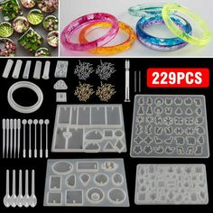 several different types of plastic beads and accessories