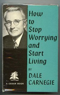 the book how to stop worrying and start living by dale carneigie is on display